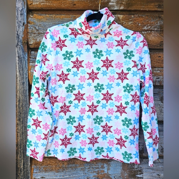 Time & True White & Colorful Christmas Snowflake Turtleneck Longsleeve Top - Picture 7 of 10